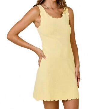 NEW DAY + MOON scalloped hem mini dress in lemon